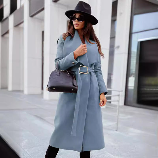 Damen Eleganter Trenchcoat mit Gürtel und strukturiertem Stoff R&B