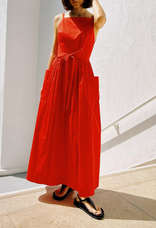 Damen Maxi-Kleid mit schwingendem Rock und praktischen Seitentaschen R&B