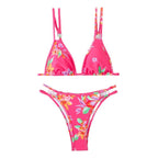 Damen Triangel-Bikini mit verspieltem Blumenmuster und raffinierten Schnürdetails R&B