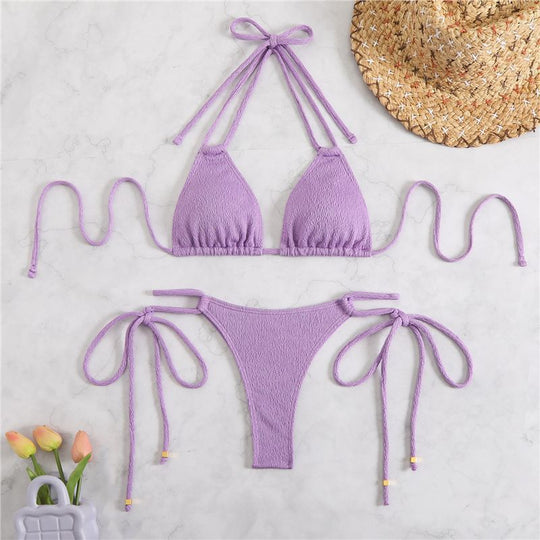Damen Triangel-Bikini-Set mit verstellbaren Knoten R&B