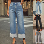 Damen Weite Jeans mit ausgefallenem Saum R&B