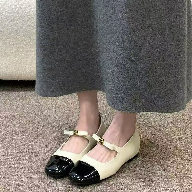 Damen Ballerina Schuhe mit elegantem Riemen und hochwertiger Lackspitze R&B