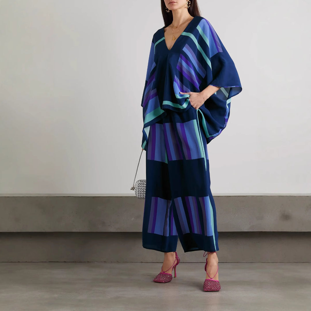 Damen Freizeit Set mit elegantem Schnitt und modernen Streifen R&B