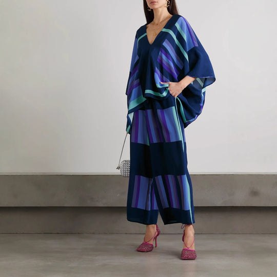 Damen Freizeit Set mit elegantem Schnitt und modernen Streifen R&B