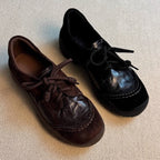 Damen modische Schnürschuhe mit hochwertiger Lederverarbeitung und bequemer Sohle R&B
