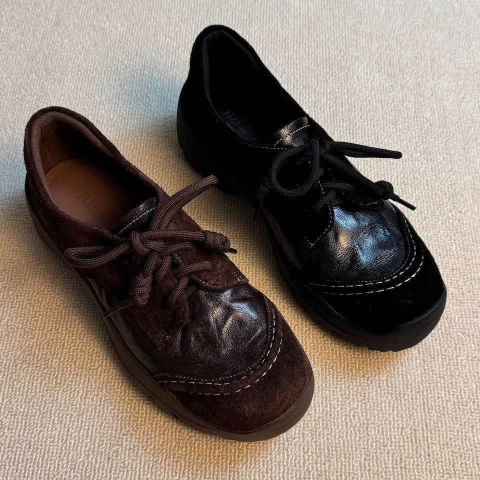 Damen modische Schnürschuhe mit hochwertiger Lederverarbeitung und bequemer Sohle R&B