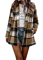 Damen trendige Wolljacke mit Karomuster R&B