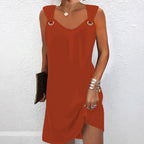 Damen Wickelkleid mit dekorativen Trägern und V-Ausschnitt R&B