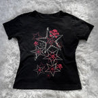 Damen T-Shirt mit kreativem Skull-Design und auffälligem Sternen-Print R&B