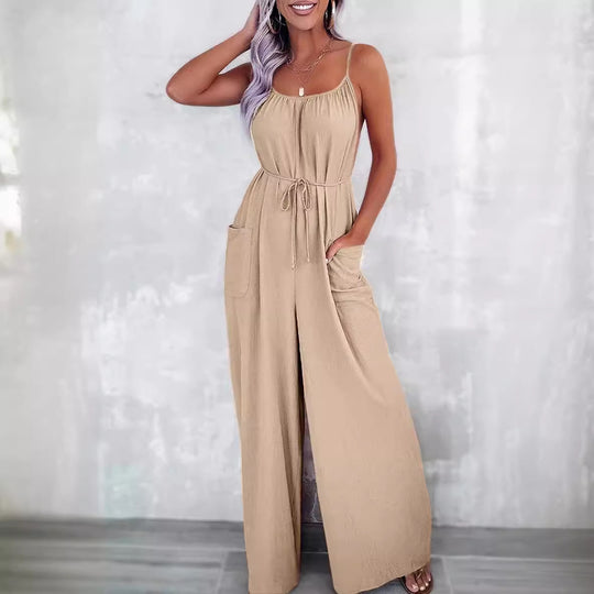 Damen Jumpsuit mit Schlaufen-Details und Taschen R&B