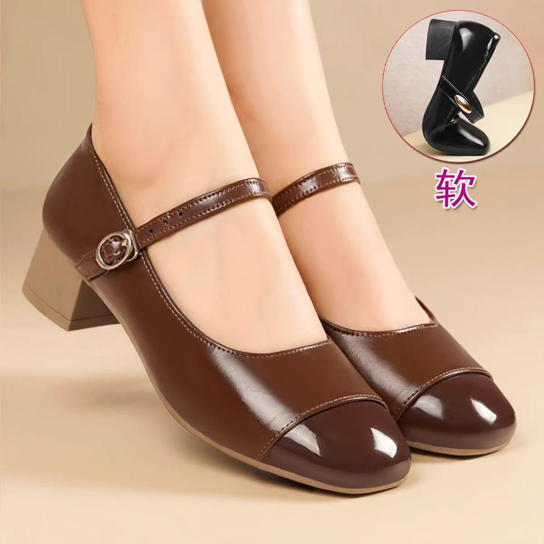 Damen Mary Jane Ballerinas mit verstellbarem Riemen und komfortablem Blockabsatz R&B