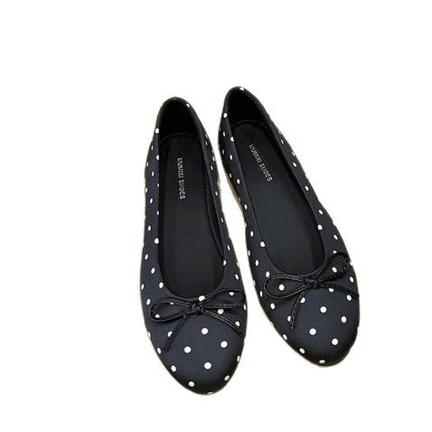 Damen klassische Ballerinas mit verspieltem Punktmuster und dekorativem Schleifendetail R&B