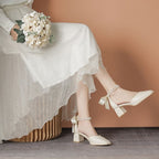 Damen elegante Slingback-Pumps mit Perlenschnalle und Schleifendetail R&B