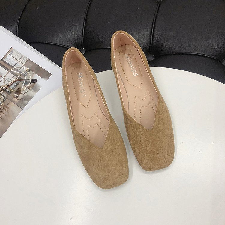 Damen Ballerinas aus Veloursleder mit elegantem V-Ausschnitt R&B