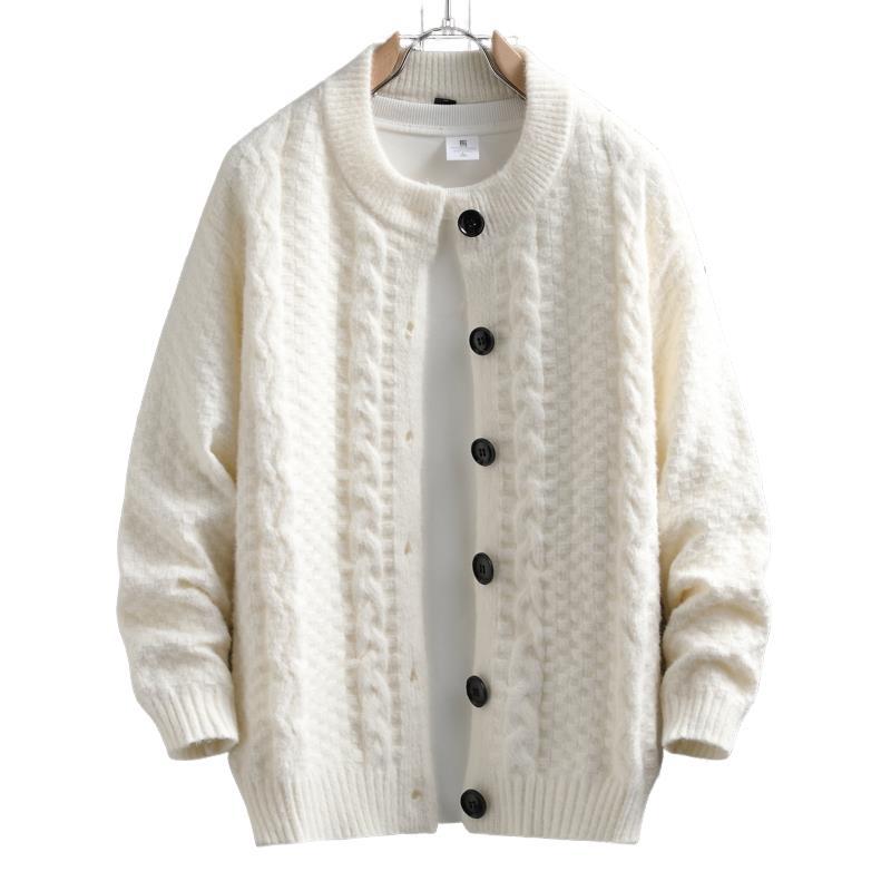 Damen Strickjacke mit strukturiertem Zopfmuster und durchgehenden Knöpfen R&B
