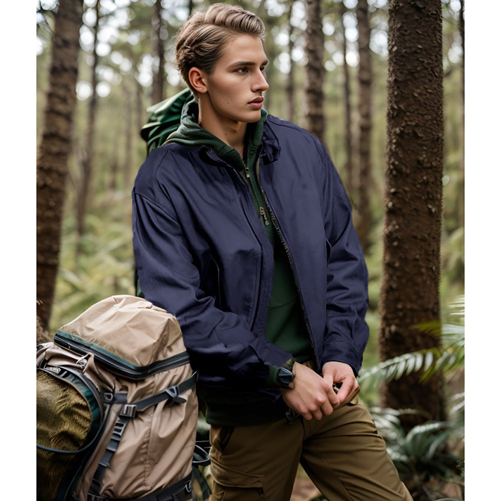 Herren funktionale Freizeitjacke im sportlichen Design mit gerundetem Kragen R&B
