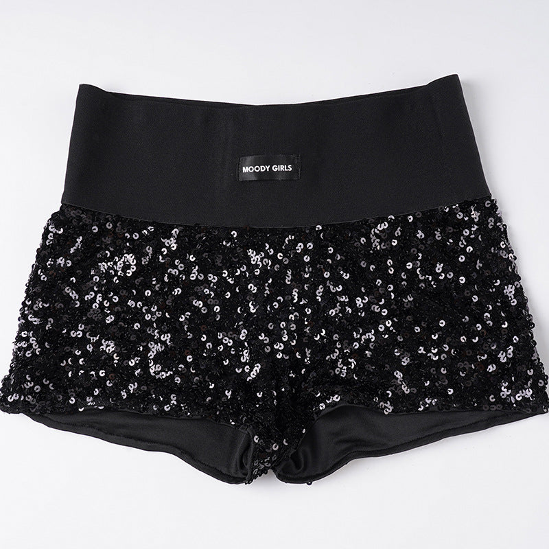 Damen Pailletten-Minikleid mit Leopardenmuster und verstellbaren Spaghettiträgern R&B