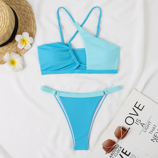 Damen Zweiteiliges Bikini-Set mit asymmetrischem Design R&B