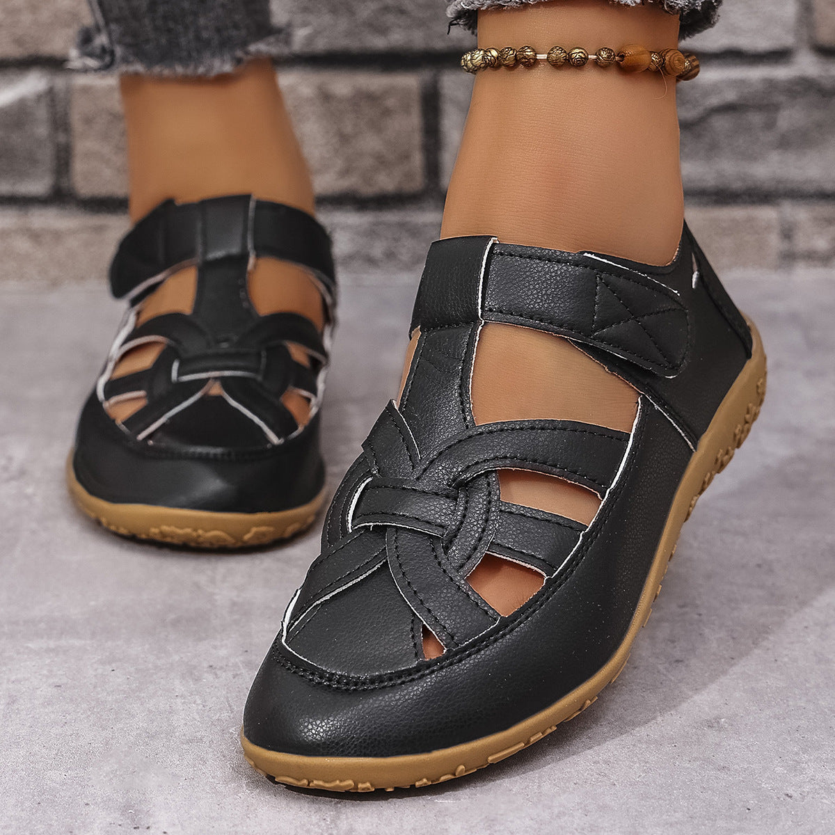 Damen Bequeme Clogs mit verstellbarem Riemendesign und rutschfester Sohle R&B