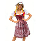 Damen nan traditionelles Dirndlkleid mit geschnürter Miederfront, Rüschenbluse und Spitzenapplikation R&B