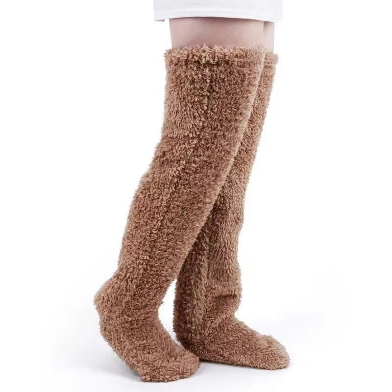 Damen Kuschelige Overknee-Socken aus weichem Fleece R&B