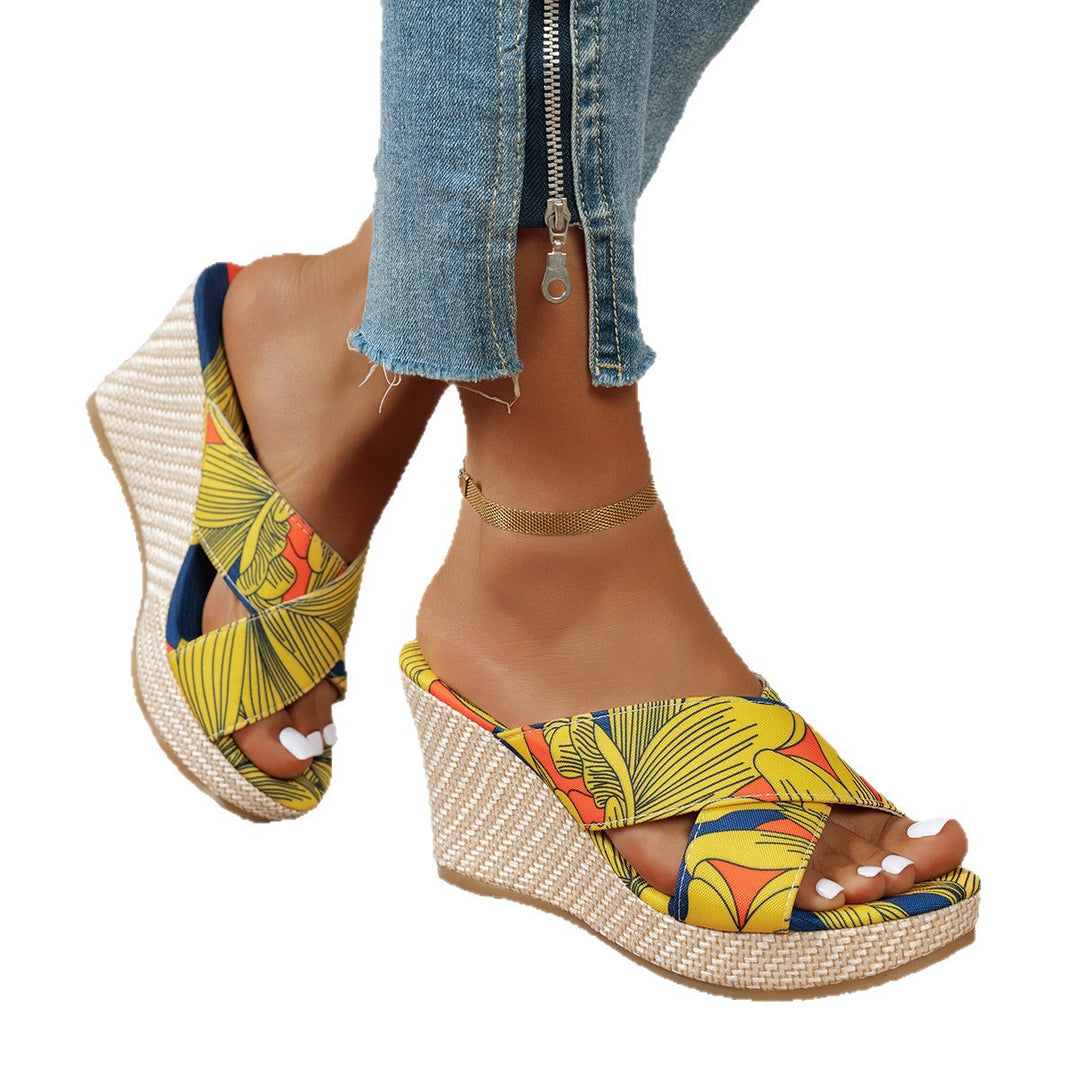 Damen Wedge-Sandalen mit floralem Design und rutschfester Sohle R&B