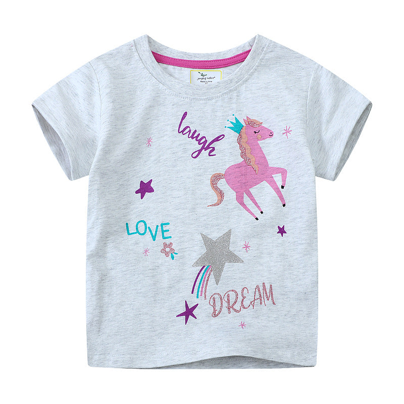 Mädchen T-Shirt mit buntem Einhorn-Design und inspirierendem Schriftzug R&B