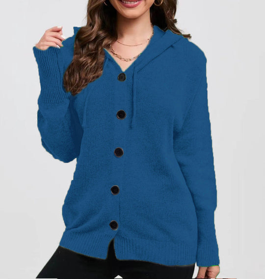 Damen Kapuzensweater mit durchgehendem Knopfverschluss und lässiger Passform R&B
