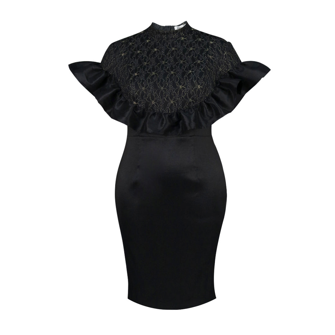 Damen Elegantes Kleid mit Rüschenausschnitt R&B