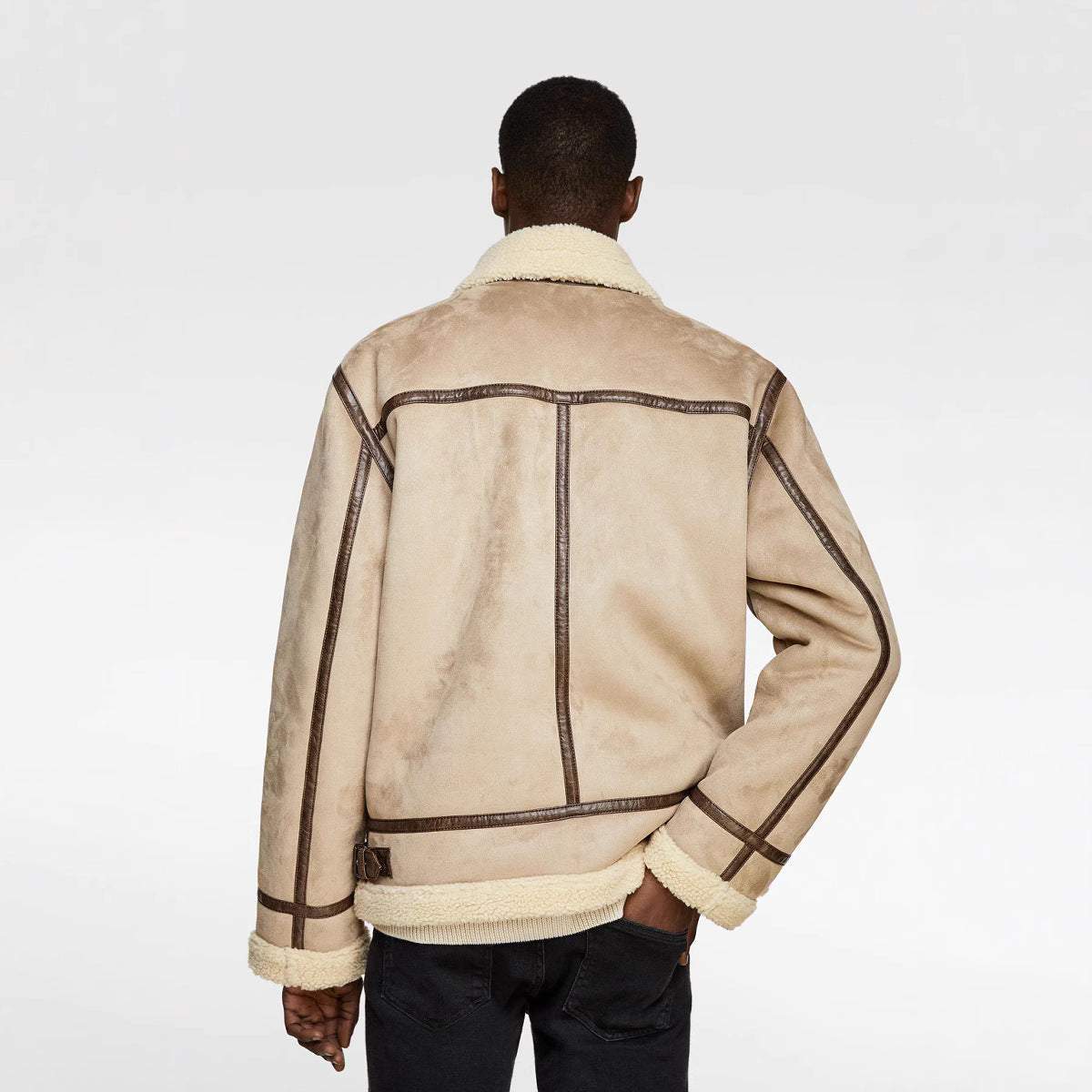 Damen lässige Shearlingjacke mit hochwertigem Obermaterial und komfortablem Innenfutter Hedi-Mode