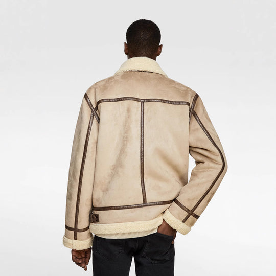 Damen lässige Shearlingjacke mit hochwertigem Obermaterial und komfortablem Innenfutter Hedi-Mode