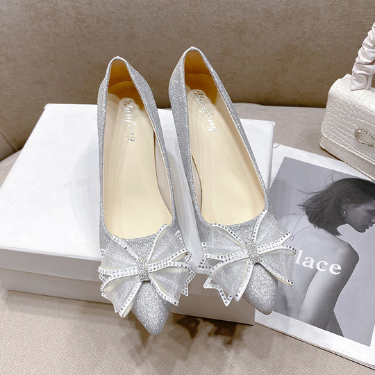 Damen eleganten High-Heels mit glitzerndem Schleifen-Detail R&B