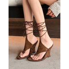 Damen Wedge-Sandalen mit modischem Leopardenprint und Riemchen R&B