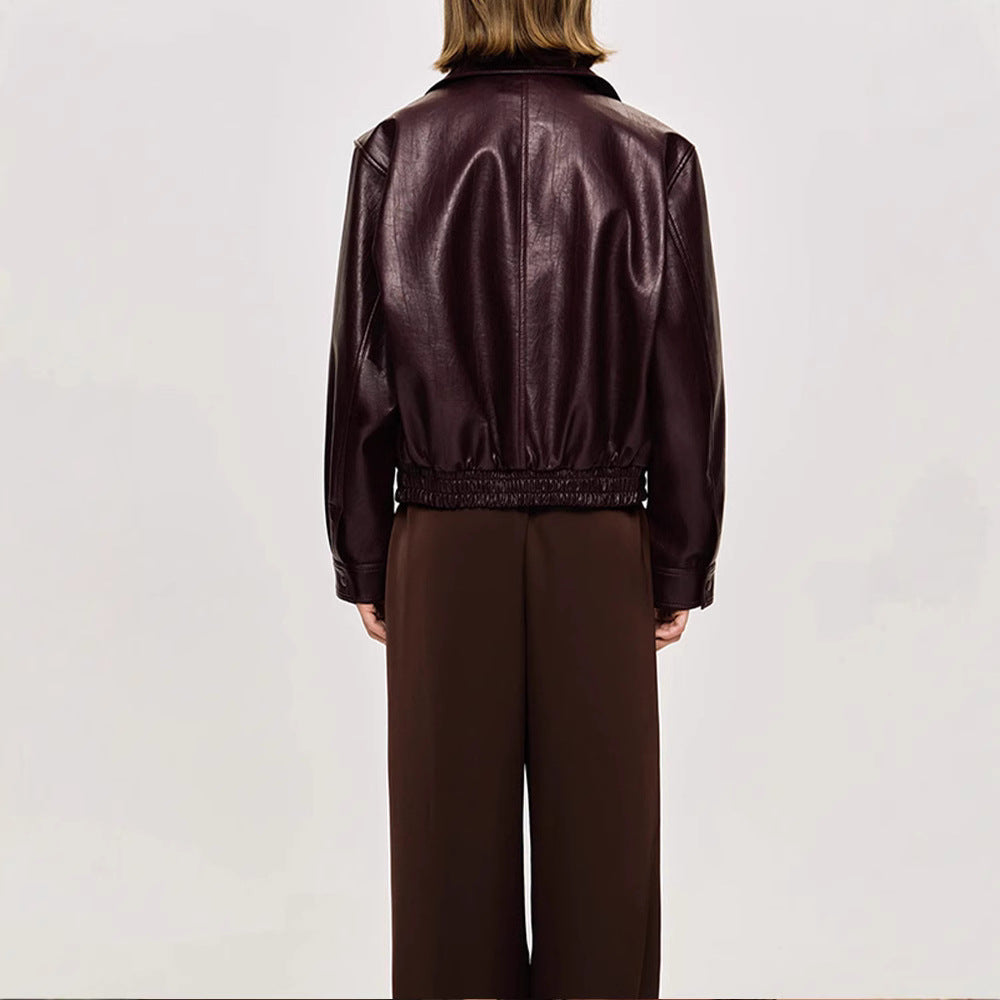 Damen Kunstlederjacke im modischen Schnitt mit elastischem Bund R&B