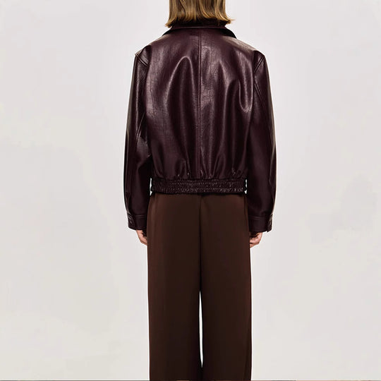 Damen Kunstlederjacke im modischen Schnitt mit elastischem Bund R&B
