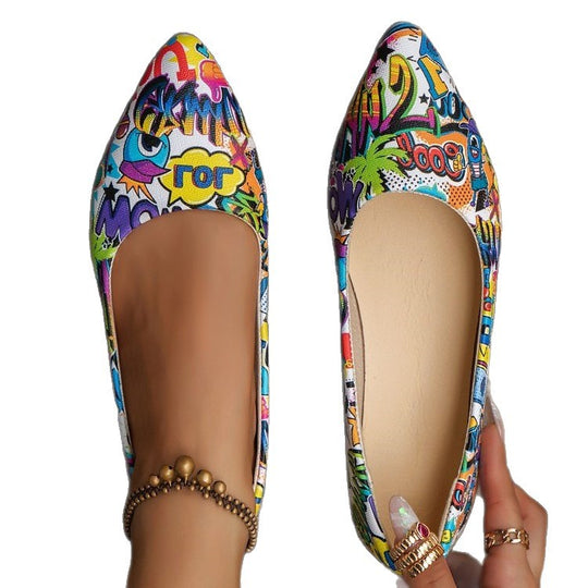 Damen Ballerinas mit buntem, grafischem Muster und bequemer Sohle R&B