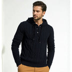 Herren stylischer Strickpullover mit Kapuze und Knopfdetails R&B