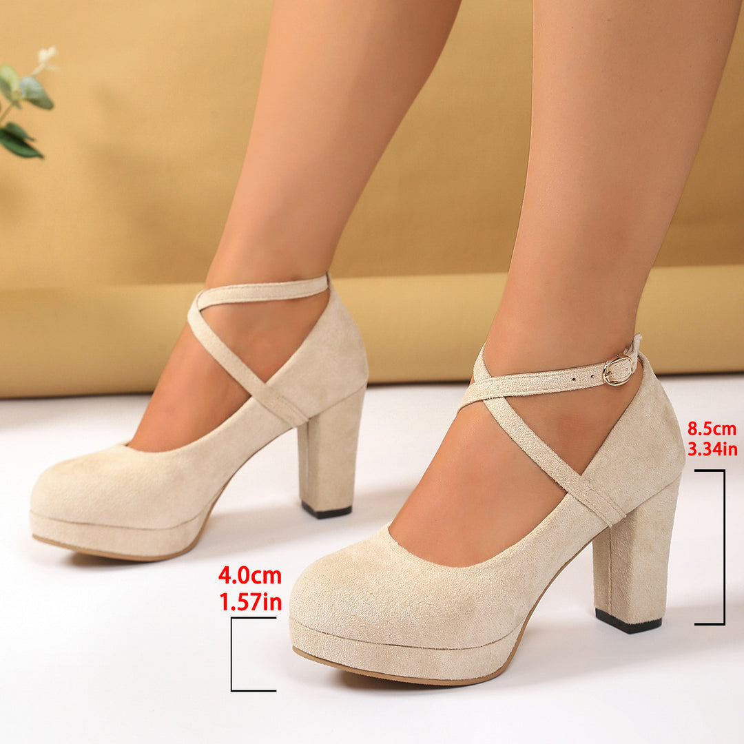Damen Plattformpumps mit gekreuzten Riemen und elegantem Absatz R&B