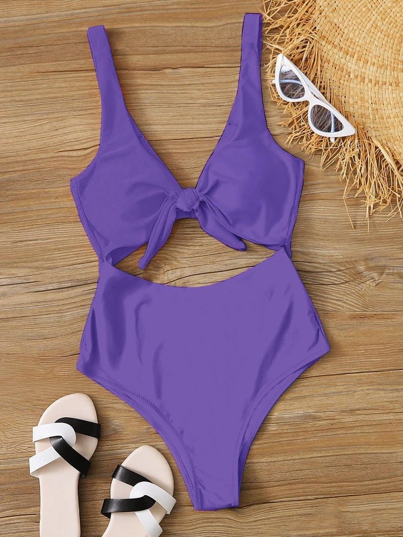 Damen Triangel-Bikini-Set mit verstellbarem Knotendesign R&B