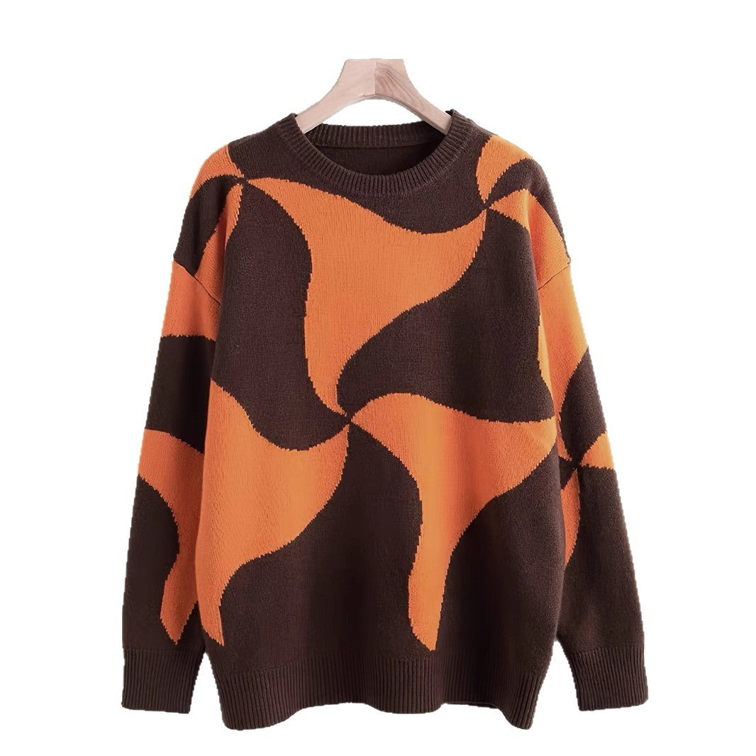 Damen Übergroßer Pullover mit einzigartigem Muster R&B