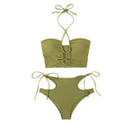 Damen Crop-Top Bikini mit aufregendem Cut-Out-Design und hohem Taillenslip R&B