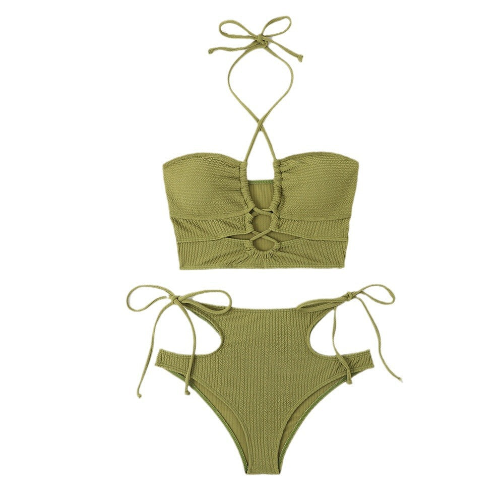Damen Crop-Top Bikini mit aufregendem Cut-Out-Design und hohem Taillenslip R&B