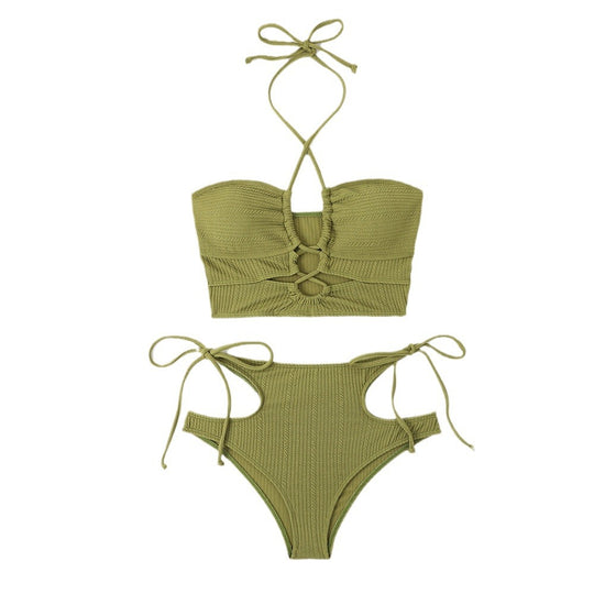 Damen Crop-Top Bikini mit aufregendem Cut-Out-Design und hohem Taillenslip R&B