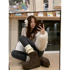 Damen Hausschuhe aus kuscheligem Teddy-Fleece und rutschfester Gummisohle R&B