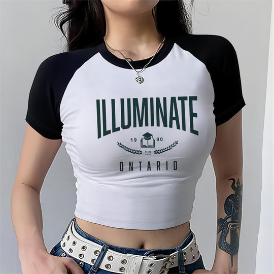 Damen Crop-Top mit motivierendem Schriftzug und lässigem Schnitt R&B