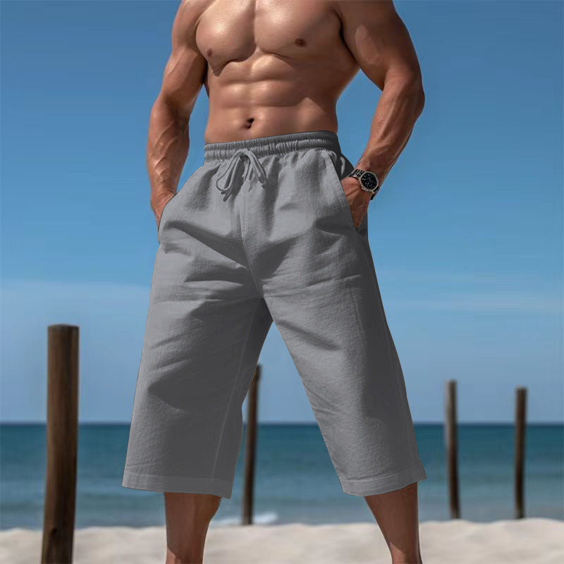 Herren nan lässige knielange Bermuda-Shorts mit elastischem Bund und Tunnelzug R&B