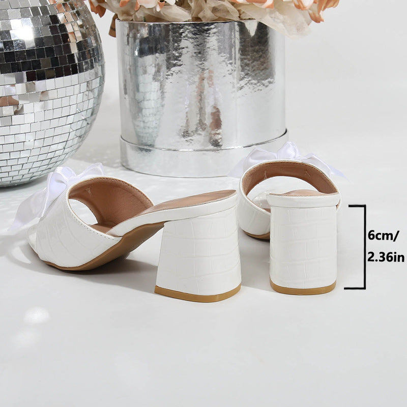 Damen elegante Mules mit Schleifenakzent und komfortablem Blockabsatz R&B