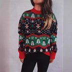 Damen Weihnachts-Pullover mit festlichem Design und strukturiertem Strick R&B