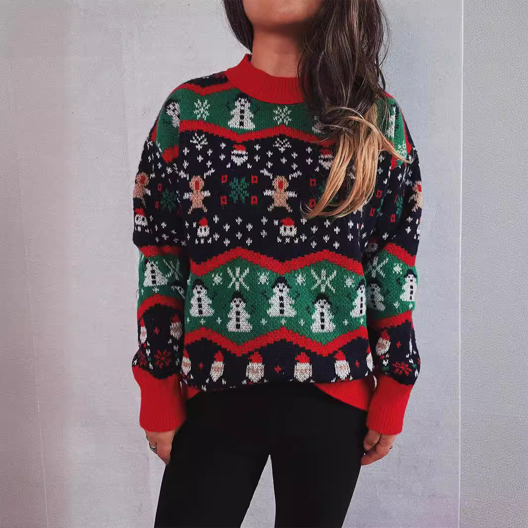 Damen Weihnachts-Pullover mit festlichem Design und strukturiertem Strick R&B