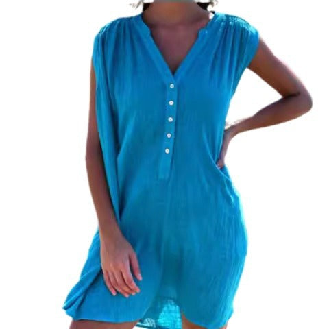 Damen lässiges Strandkleid mit Knopfdetails R&B